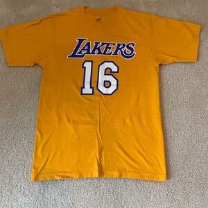 Los Angeles Lakers Pau Gasol 16 Gold Jersey Tee - NBA Medium